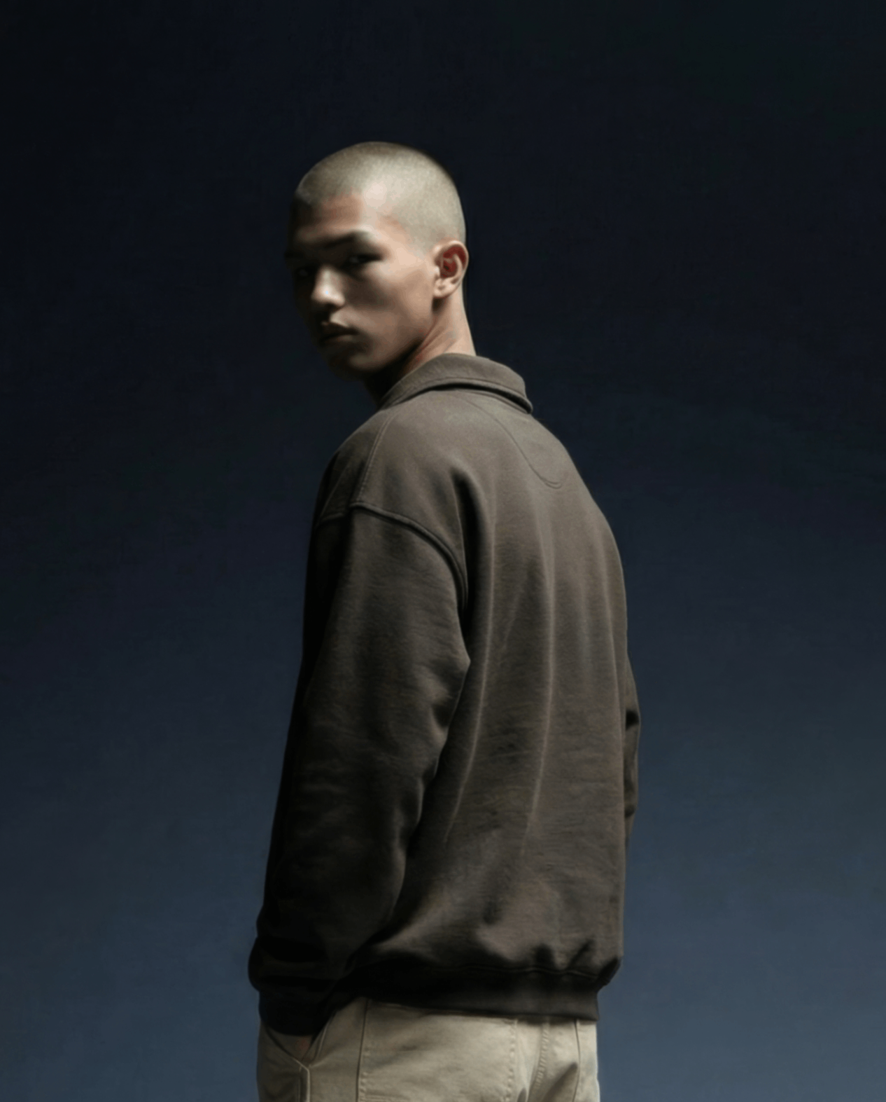 Polo Collar Sweatshirt Brown