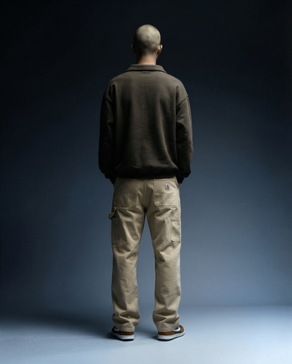 Polo Collar Sweatshirt Brown