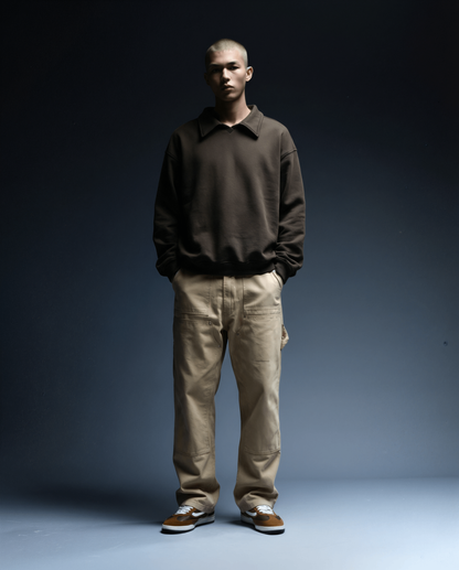 Polo Collar Sweatshirt Brown